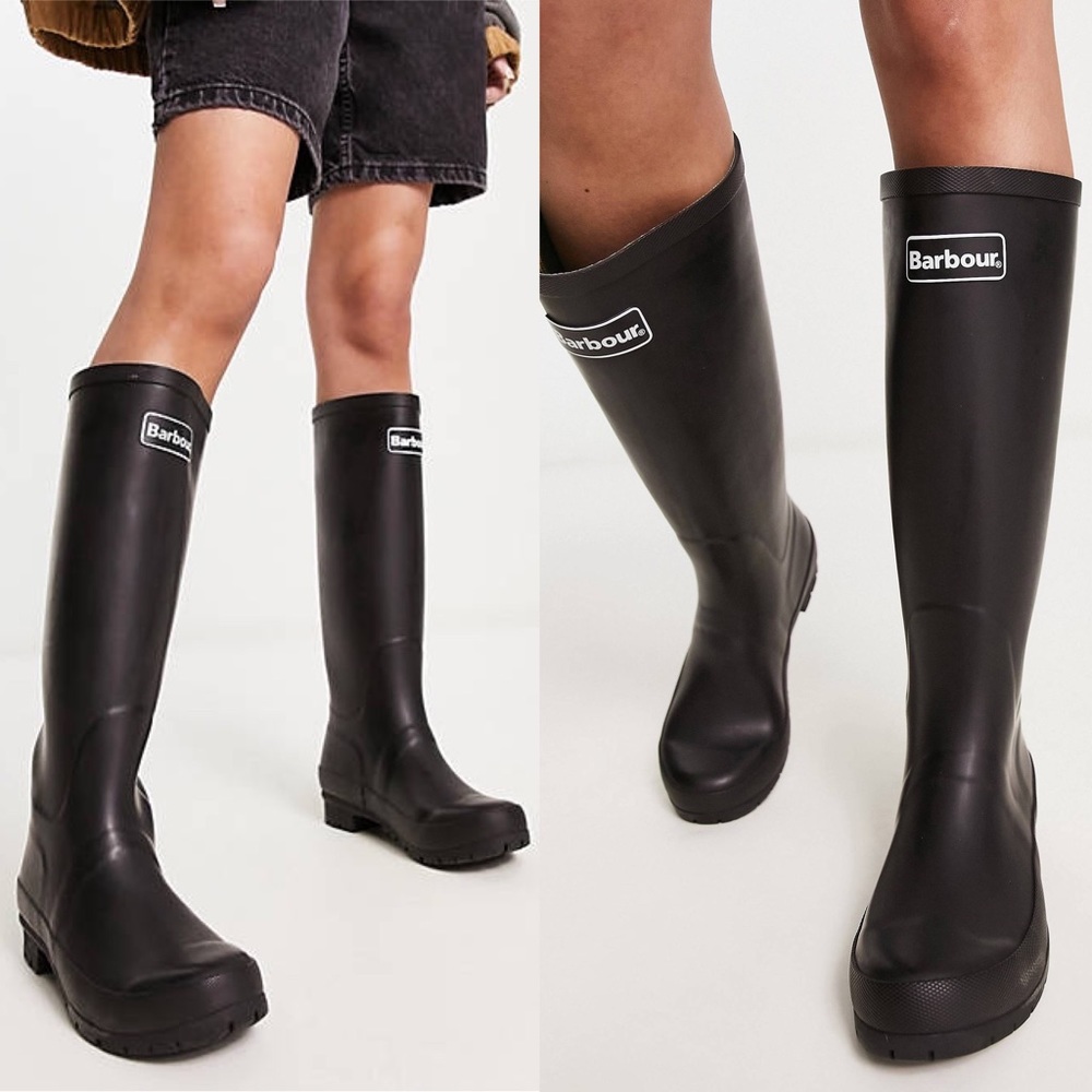 NWB BARBOUR Abbey Tall Wellington Black Rain Boot - Size: 10 | EU 42 - Picture 1 of 8